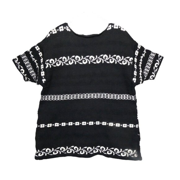 Vintage Marisa Christina Studio Sweater Tunic XL‎ Short Sleeve Texture B&W - Picture 2 of 10